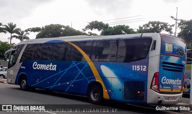 Viação Cometa 11512 na cidade de Santos, São Paulo, Brasil, por Guilherme Silva. ID da foto: 8542123.