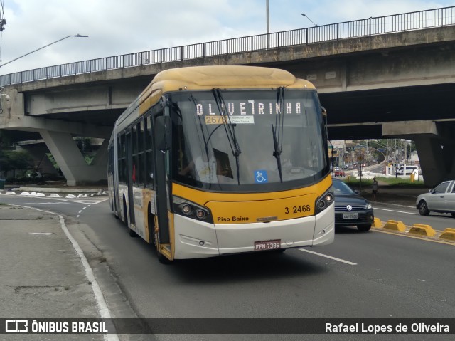 Viação Metrópole Paulista - Zona Leste 3 2468 na cidade de São Paulo, São Paulo, Brasil, por Rafael Lopes de Oliveira. ID da foto: 8542400.