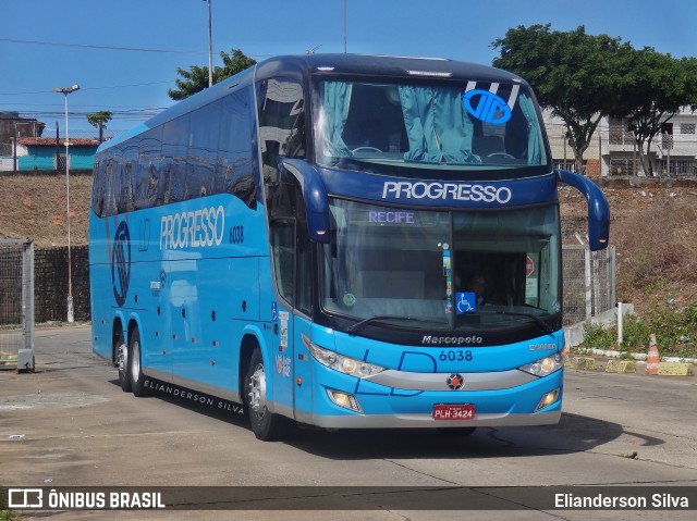 Auto Viação Progresso 6038 na cidade de Natal, Rio Grande do Norte, Brasil, por Elianderson Silva. ID da foto: 8543006.