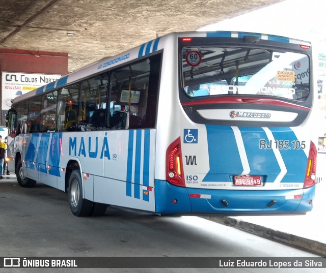 Viação Mauá RJ 185.105 na cidade de São Gonçalo, Rio de Janeiro, Brasil, por Luiz Eduardo Lopes da Silva. ID da foto: 8543377.