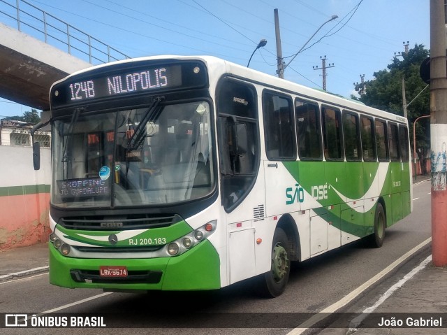 Viação São José RJ 200.183 na cidade de Nilópolis, Rio de Janeiro, Brasil, por João Gabriel. ID da foto: 8552784.