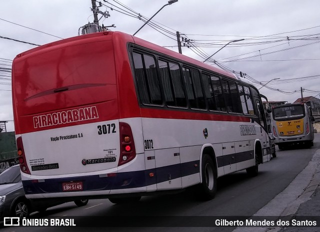 Viação Piracicabana 3072 na cidade de São Paulo, São Paulo, Brasil, por Gilberto Mendes dos Santos. ID da foto: 8558156.