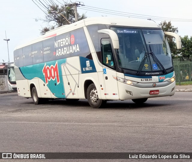 Auto Viação 1001 RJ 108.511 na cidade de Niterói, Rio de Janeiro, Brasil, por Luiz Eduardo Lopes da Silva. ID da foto: 8557550.