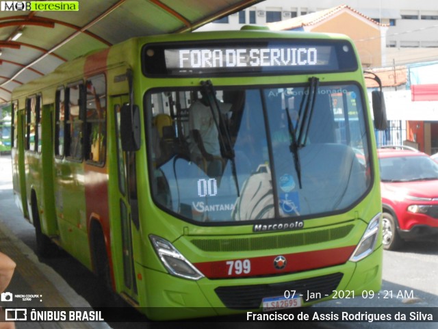 Viação Santana 02799 na cidade de Teresina, Piauí, Brasil, por Francisco de Assis Rodrigues da Silva. ID da foto: 8556020.