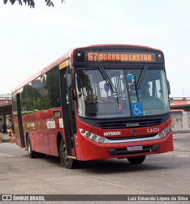 Auto Ônibus Brasília 1.3.024 na cidade de Niterói, Rio de Janeiro, Brasil, por Luiz Eduardo Lopes da Silva. Número da foto: #8557496.