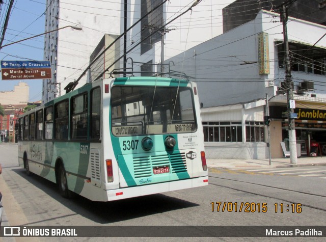 Viação Piracicabana Santos 5307 na cidade de Santos, São Paulo, Brasil, por Marcus Padilha. ID da foto: 8560549.