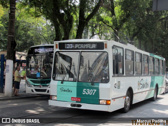 Viação Piracicabana Santos 5307 na cidade de Santos, São Paulo, Brasil, por Marcus Padilha. ID da foto: 8560543.