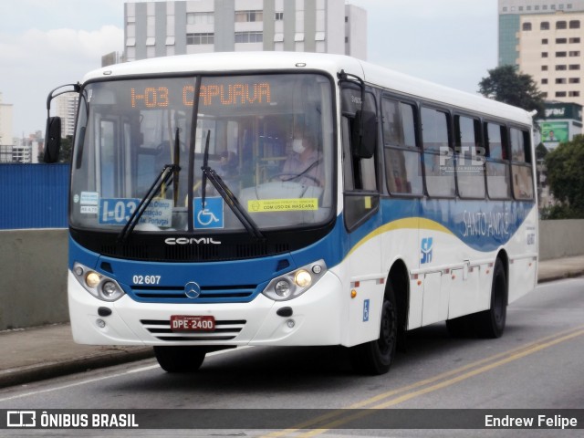 Viação Vaz 02 607 na cidade de Santo André, São Paulo, Brasil, por Endrew Felipe. ID da foto: 8561015.