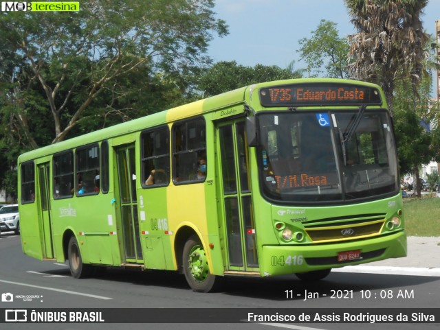 Transcol Transportes Coletivos 04416 na cidade de Teresina, Piauí, Brasil, por Francisco de Assis Rodrigues da Silva. ID da foto: 8565137.