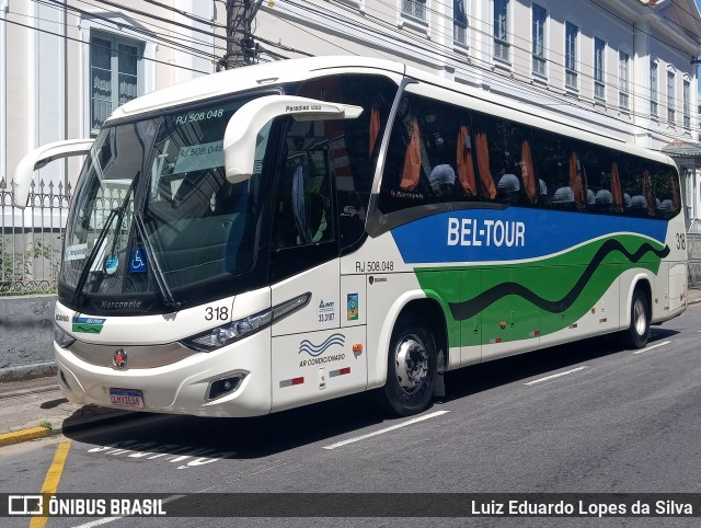 Bel-Tour Transportes e Turismo 318 na cidade de Petrópolis, Rio de Janeiro, Brasil, por Luiz Eduardo Lopes da Silva. ID da foto: 8566668.