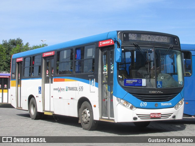 Transcol - Transportes Coletivos Ltda. 619 na cidade de Recife, Pernambuco, Brasil, por Gustavo Felipe Melo. ID da foto: 8570573.