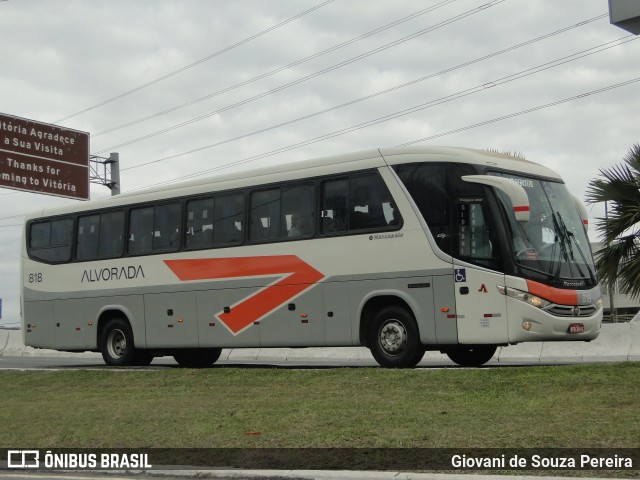 Viação Alvorada 818 na cidade de Vitória, Espírito Santo, Brasil, por Giovani de Souza Pereira. ID da foto: 8512433.