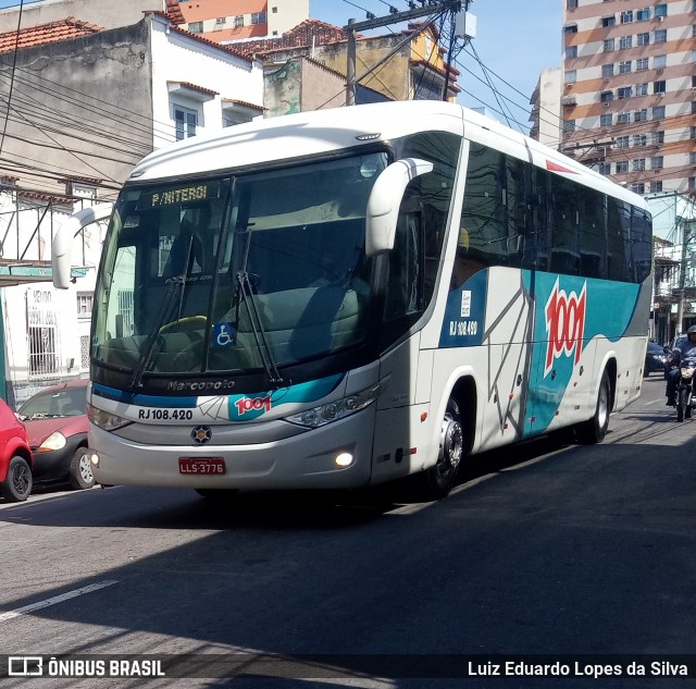 Auto Viação 1001 RJ 108.420 na cidade de Niterói, Rio de Janeiro, Brasil, por Luiz Eduardo Lopes da Silva. ID da foto: 8576732.