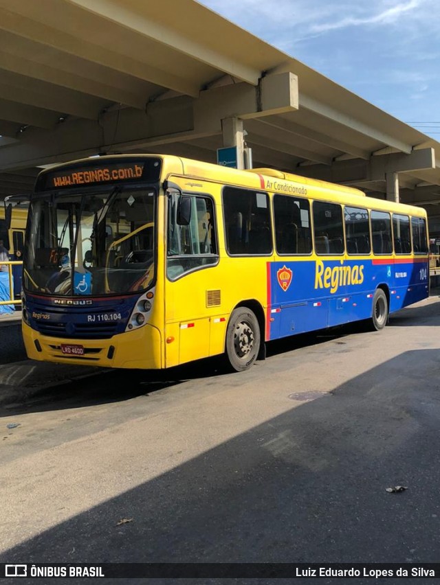 Auto Viação Reginas RJ 110.104 na cidade de Rio de Janeiro, Rio de Janeiro, Brasil, por Luiz Eduardo Lopes da Silva. ID da foto: 8576145.