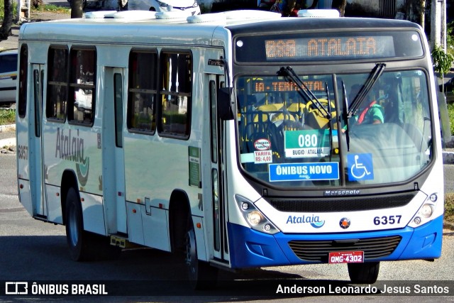 Viação Atalaia Transportes 6357 na cidade de Aracaju, Sergipe, Brasil, por Anderson Leonardo Jesus Santos. ID da foto: 8580533.