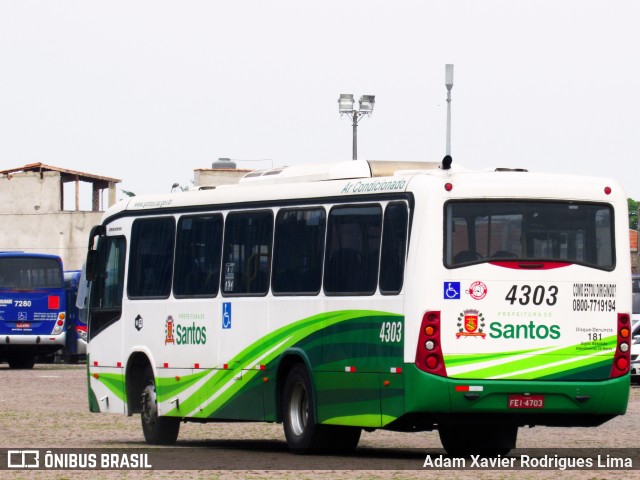 Viação Piracicabana Santos 4303 na cidade de São Vicente, São Paulo, Brasil, por Adam Xavier Rodrigues Lima. ID da foto: 8584006.