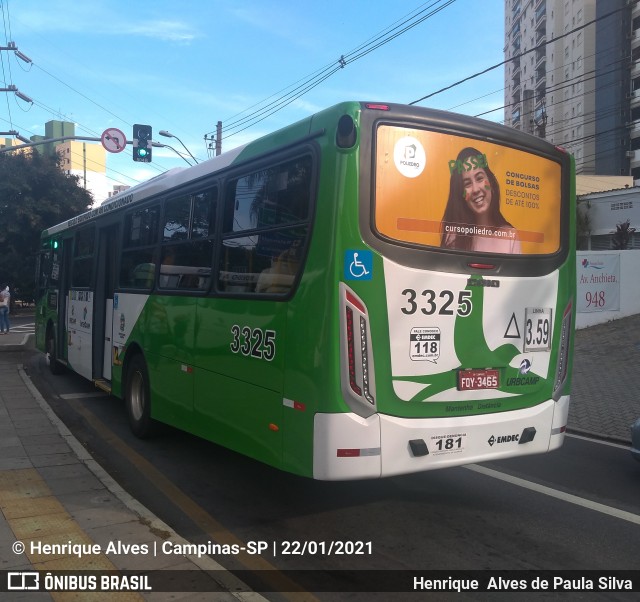 VB Transportes e Turismo 3325 na cidade de Campinas, São Paulo, Brasil, por Henrique Alves de Paula Silva. ID da foto: 8592016.