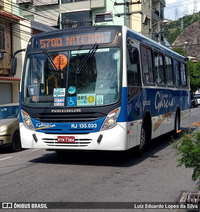 Expresso Garcia RJ 135.033 na cidade de Niterói, Rio de Janeiro, Brasil, por Luiz Eduardo Lopes da Silva. Número da foto: #8594878.