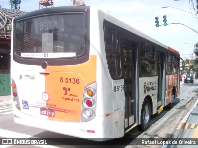 Auto Viação Transcap 8 5136 na cidade de São Paulo, São Paulo, Brasil, por Rafael Lopes de Oliveira. ID da foto: 8601124.