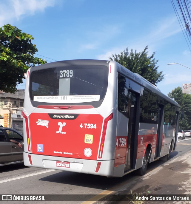 Pêssego Transportes 4 7594 na cidade de São Paulo, São Paulo, Brasil, por Andre Santos de Moraes. ID da foto: 8600943.