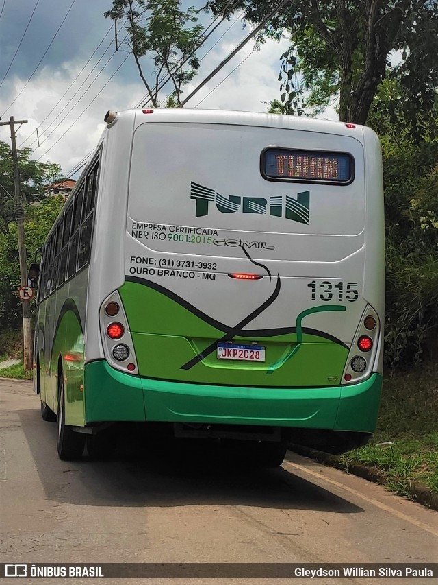 Turin Transportes 1315 na cidade de Congonhas, Minas Gerais, Brasil, por Gleydson Willian Silva Paula. ID da foto: 8603164.