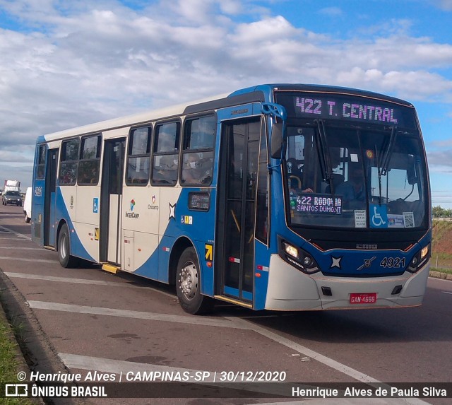 Onicamp Transporte Coletivo 4921 na cidade de Campinas, São Paulo, Brasil, por Henrique Alves de Paula Silva. ID da foto: 8518481.