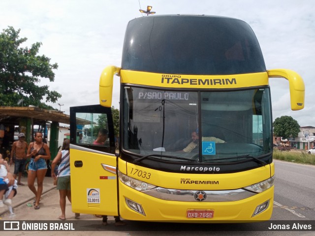 Viação Itapemirim 17033 na cidade de Goiana, Pernambuco, Brasil, por Jonas Alves. ID da foto: 8609357.