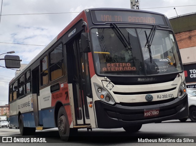 Viação Sul Fluminense RJ 202.031 na cidade de Volta Redonda, Rio de Janeiro, Brasil, por Matheus Martins da Silva. ID da foto: 8609873.