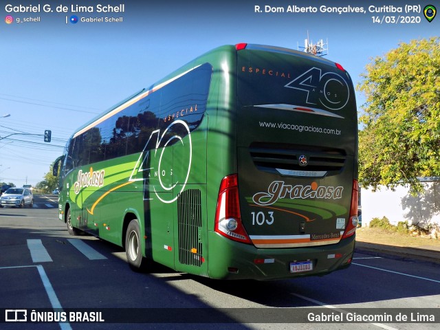 Viação Graciosa 103 na cidade de Curitiba, Paraná, Brasil, por Gabriel Giacomin de Lima. Número da foto: #8610082.