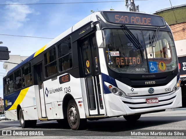 Viação Sul Fluminense 1243 na cidade de Volta Redonda, Rio de Janeiro, Brasil, por Matheus Martins da Silva. ID da foto: 8609866.