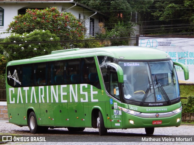 Auto Viação Catarinense 3423 na cidade de Joinville, Santa Catarina, Brasil, por Matheus Vieira Mortari. ID da foto: 8519661.