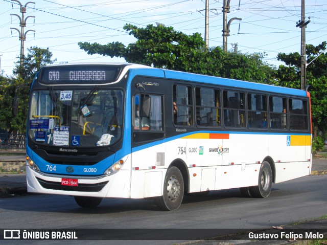 Transportadora Globo 764 na cidade de Recife, Pernambuco, Brasil, por Gustavo Felipe Melo. ID da foto: 8531056.