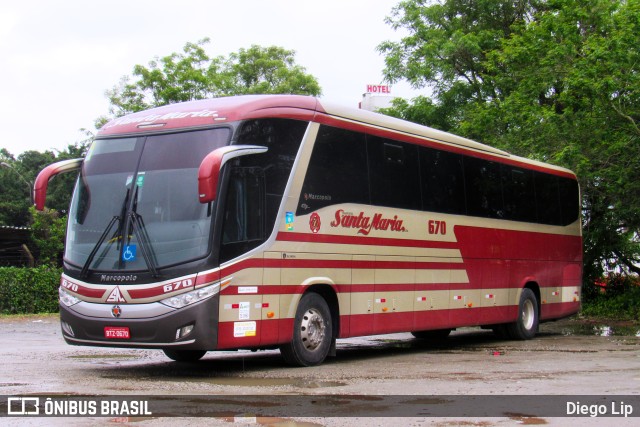 Santa Maria Fretamento e Turismo 670 na cidade de Joinville, Santa Catarina, Brasil, por Diego Lip. ID da foto: 9361814.