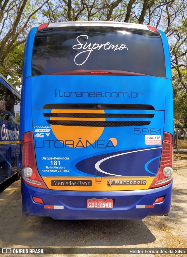 Litorânea Transportes Coletivos 5981 na cidade de São Paulo, São Paulo, Brasil, por Helder Fernandes da Silva. Número da foto: #9362966.