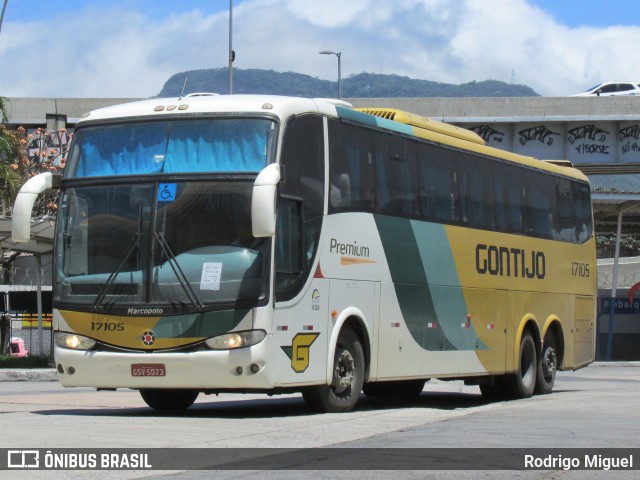 Empresa Gontijo de Transportes 17105 na cidade de Rio de Janeiro, Rio de Janeiro, Brasil, por Rodrigo Miguel. ID da foto: 9366816.