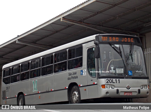 Auto Viação São José dos Pinhais 20L11 na cidade de São José dos Pinhais, Paraná, Brasil, por Matheus Felipe. ID da foto: 9366828.