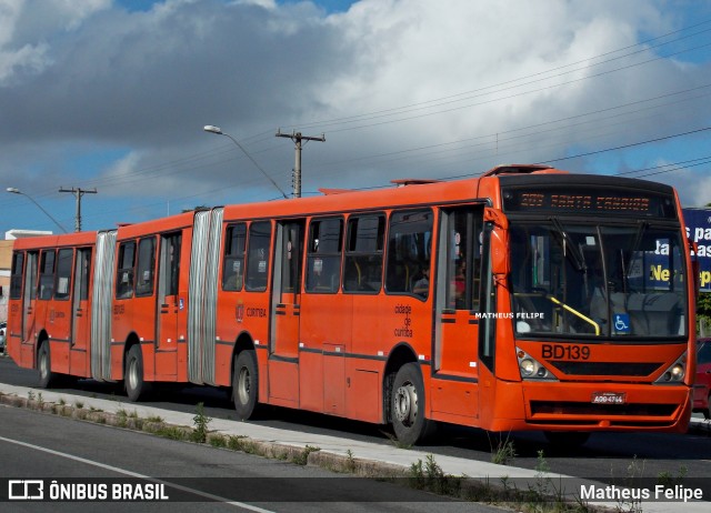 Transporte Coletivo Glória BD139 na cidade de Curitiba, Paraná, Brasil, por Matheus Felipe. ID da foto: 9367267.