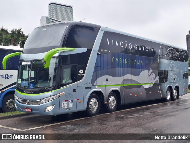 Viação Garcia 8654 na cidade de Curitiba, Paraná, Brasil, por Netto Brandelik. ID da foto: 9368125.