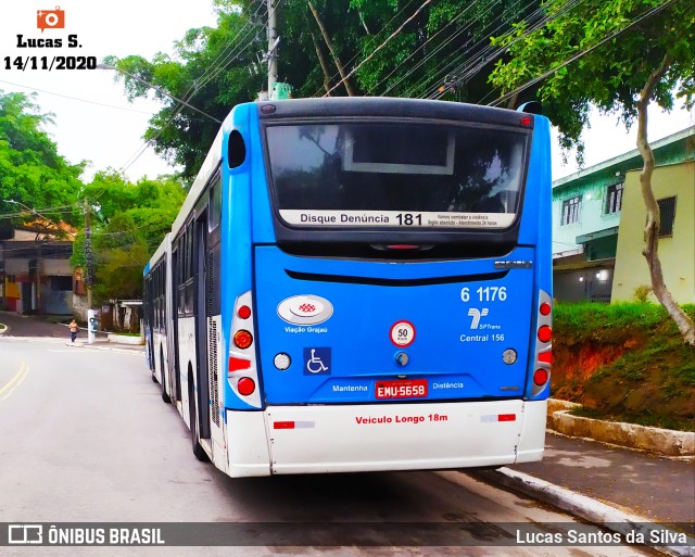 Viação Grajaú S.A. 6 1176 na cidade de São Paulo, São Paulo, Brasil, por Lucas Santos da Silva. ID da foto: 9376698.