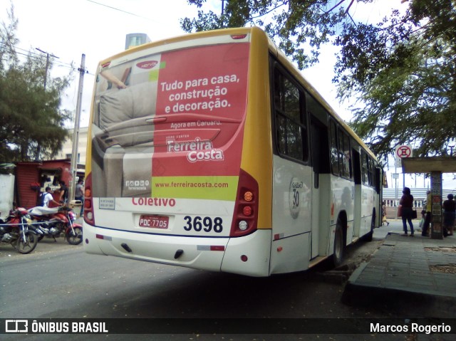 Coletivo Transportes 3698 na cidade de Caruaru, Pernambuco, Brasil, por Marcos Rogerio. ID da foto: 9376885.