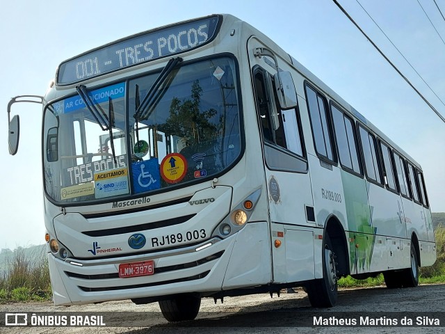 Viação Pinheiral RJ 189.003 na cidade de Piraí, Rio de Janeiro, Brasil, por Matheus Martins da Silva. ID da foto: 9378584.