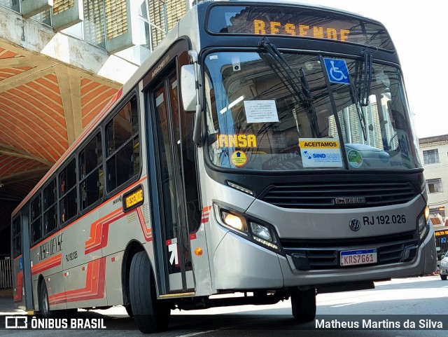 Viação Resendense RJ 192.026 na cidade de Barra Mansa, Rio de Janeiro, Brasil, por Matheus Martins da Silva. ID da foto: 9378489.