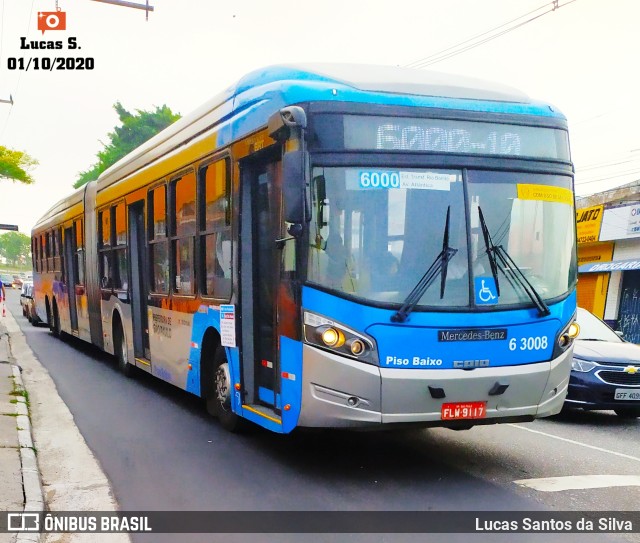 Viação Paratodos > São Jorge > Metropolitana São Paulo > Mobibrasil 6 3008 na cidade de São Paulo, São Paulo, Brasil, por Lucas Santos da Silva. Número da foto: #9379980.