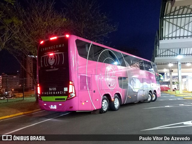 Viação Garcia 86105 na cidade de Franca, São Paulo, Brasil, por Paulo Vitor De Azevedo. ID da foto: 9330206.