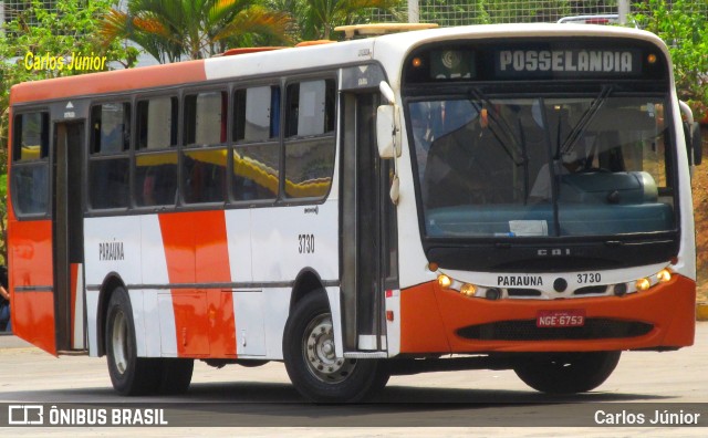 Viação Paraúna 3730 na cidade de Goiânia, Goiás, Brasil, por Carlos Júnior. ID da foto: 9388109.