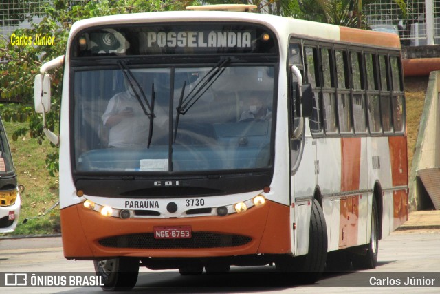 Viação Paraúna 3730 na cidade de Goiânia, Goiás, Brasil, por Carlos Júnior. ID da foto: 9388111.