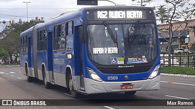 Nortran Transportes Coletivos 6569 na cidade de Porto Alegre, Rio Grande do Sul, Brasil, por Max Ramos. ID da foto: 9392936.