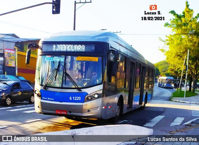 Viação Grajaú S.A. 6 1220 na cidade de São Paulo, São Paulo, Brasil, por Lucas Santos da Silva. ID da foto: 9392790.