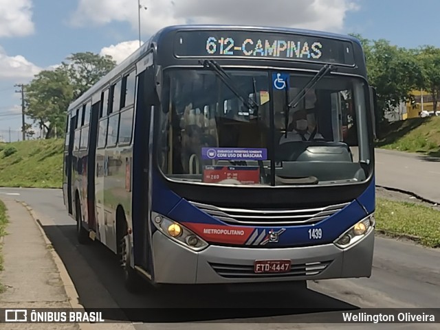 Expresso Metrópolis Transportes e Viagens 1439 na cidade de Campinas, São Paulo, Brasil, por Wellington Oliveira. ID da foto: 9396690.