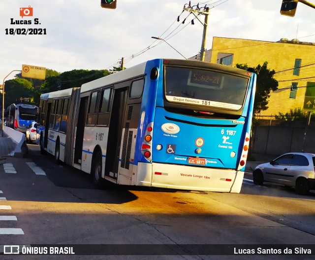 Viação Grajaú S.A. 6 1187 na cidade de São Paulo, São Paulo, Brasil, por Lucas Santos da Silva. ID da foto: 9397780.